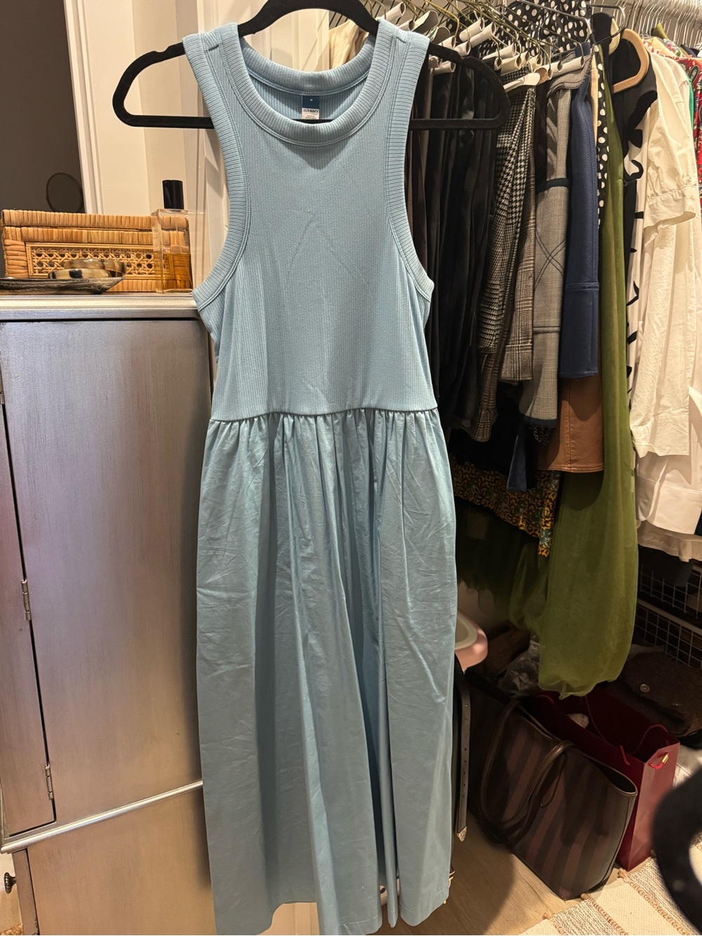 Sleeveless Light Blue Midi Dress - Classic Casual